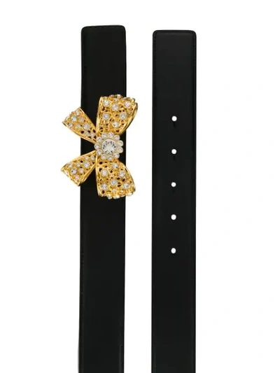 Shop Versace Bow Embellished Belt In Black