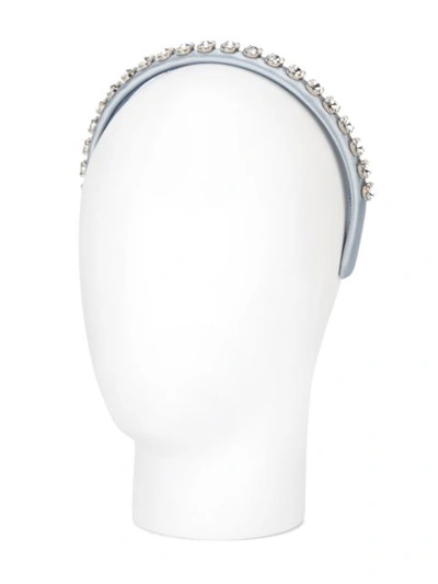 Shop Miu Miu Blue Crystal Embellished Headband