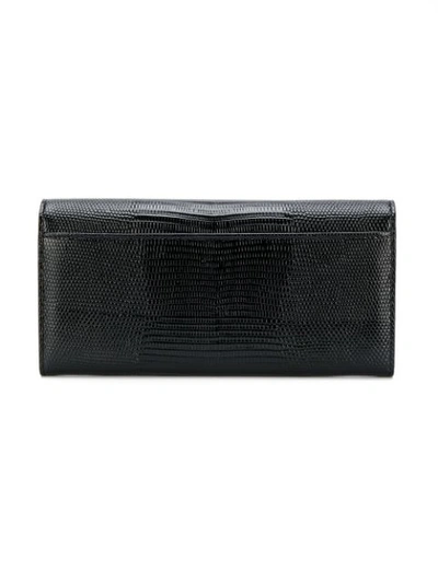 Shop Dolce & Gabbana Lizard Embossed Flap Wallet - Black