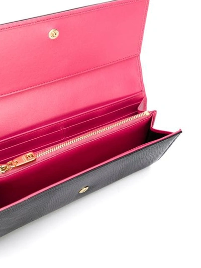 Shop Dolce & Gabbana Lizard Embossed Flap Wallet - Black