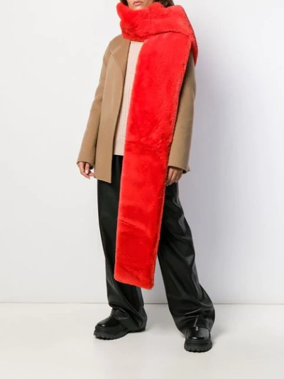 Shop Stand Studio Faux-fur Scarf In Red