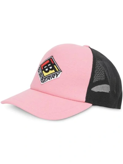 Shop Burberry Logo Graphic Baseball Cap In Pink
