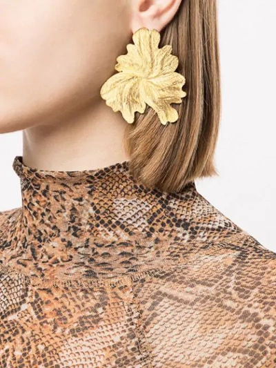 Shop Natia X Lako Leaves Earrings In Gold