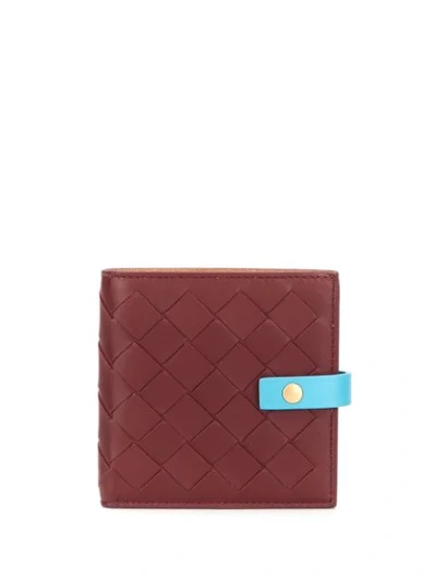 Shop Bottega Veneta Intrecciato Weave Foldover Wallet In Red