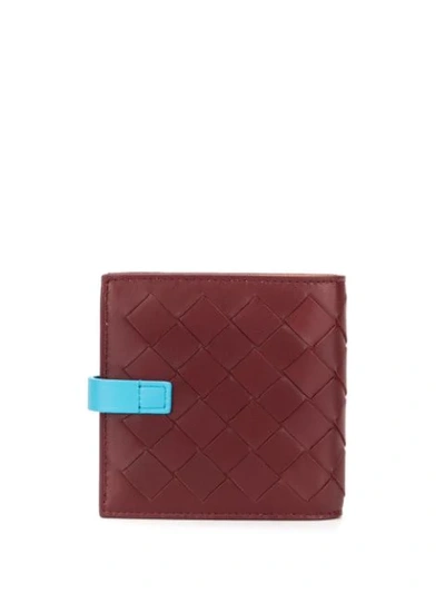 Shop Bottega Veneta Intrecciato Weave Foldover Wallet In Red