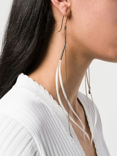 Shop Ann Demeulemeester Hanging Tie Earrings In Silver