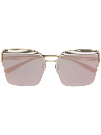 Shop Bulgari Square Frame Sunglasses In Gold