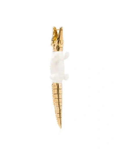 Shop Bibi Van Der Velden Crocodile-motif Hanging Earrings In Gold