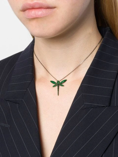 Shop Anapsara 18kt Rhodium Plated White Gold Dragonfly Pendant Necklace In Yellow Gold
