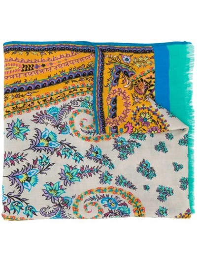 Shop Etro Printed Scarf In Yellow