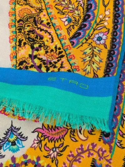 Shop Etro Printed Scarf In Yellow
