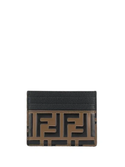 Shop Fendi Ff Pattern Cardholder In F13vk Maya Nero