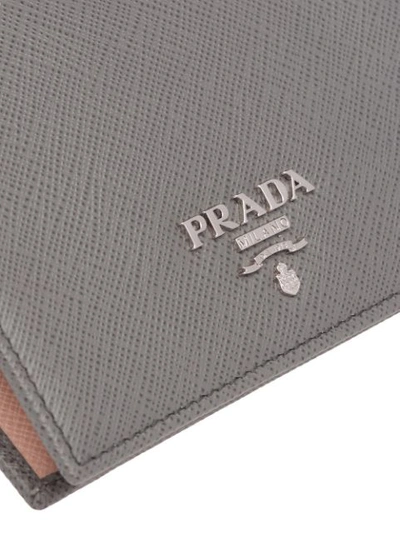 Shop Prada Small Leather Wallet In Grey