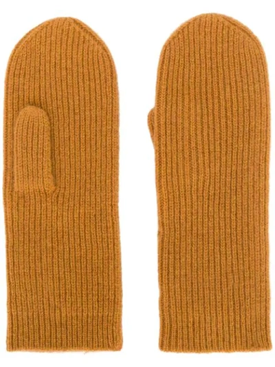 Shop Isabel Marant Ribbed Mittens In Yellow