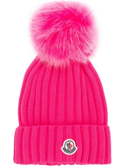 Shop Moncler Knitted Beanie - Pink