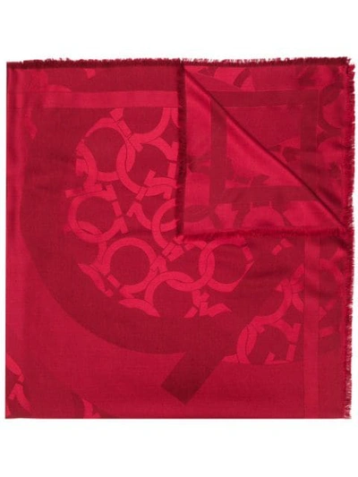 Shop Ferragamo Salvatore  Gancini Print Scarf - Red