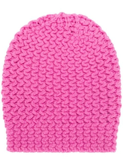 Shop Danielapi Chunky Knit Beanie - Pink