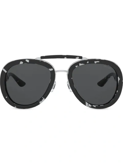 Shop Miu Miu Tinted Aviator Sunglasses In Black