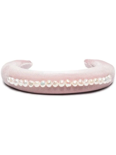 Shop Wald Berlin Pearl Embellished Headband In Pink