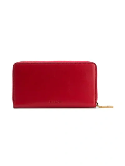 Shop Versace Tribute All-around Zipped Wallet - Red