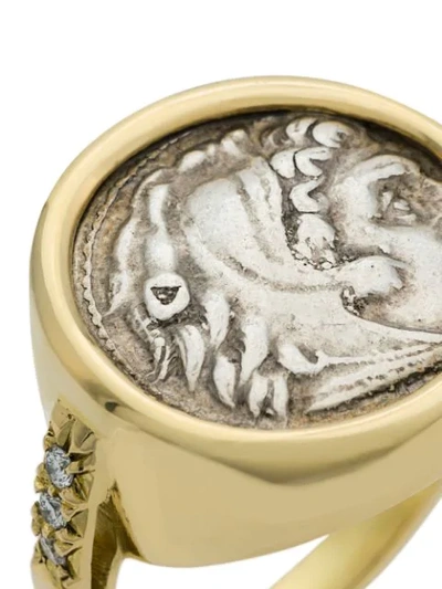 Shop Dubini Alexander The Great Signet Coin 18kt Gold Ring - Metallic