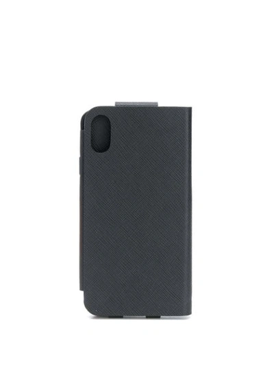 Shop Prada Iphone X Flap Logo Case In F0002 Black