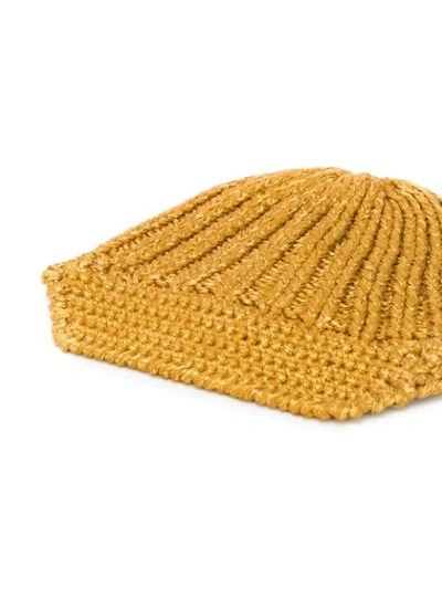 Shop Missoni Knitted Beanie In Gold
