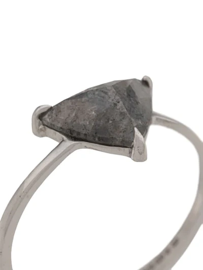 Shop Niza Huang 18kt White Gold Tillion Cut Grey Diamond Ring In Silver