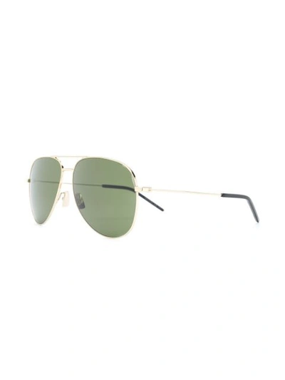 Shop Saint Laurent Classic 11 Aviator Sunglasses In Gold