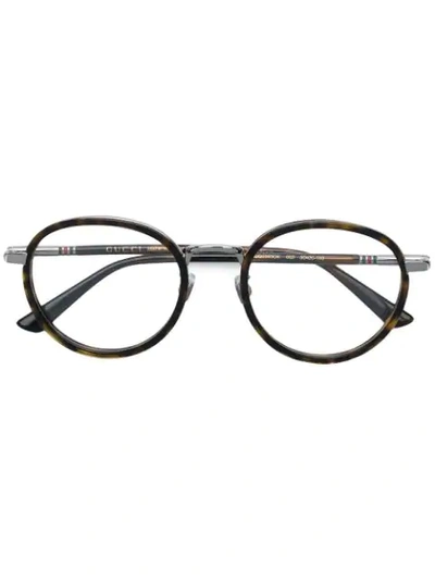 Shop Gucci Round Shaped Glasses In Brown