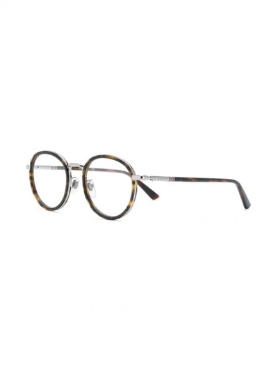 Shop Gucci Round Shaped Glasses In Brown