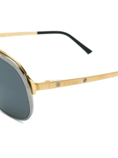 Shop Cartier Oversized Aviator Sunglasses - Metallic