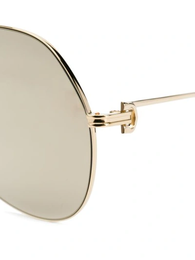 Shop Cartier Oversized Aviator Sunglasses In Gold