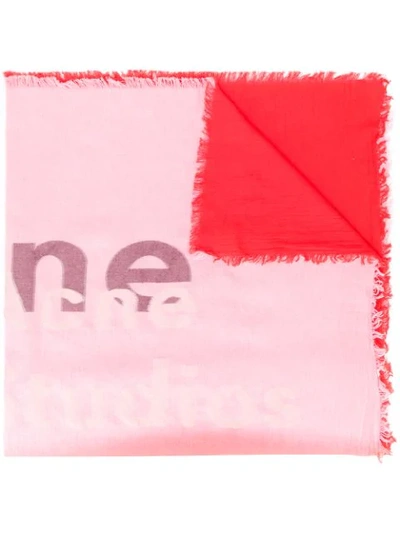 Shop Acne Studios Ombré Logo Scarf In Pink