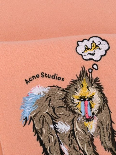 Shop Acne Studios Animal Embroidered Scarf In Ad2-salmon Pink