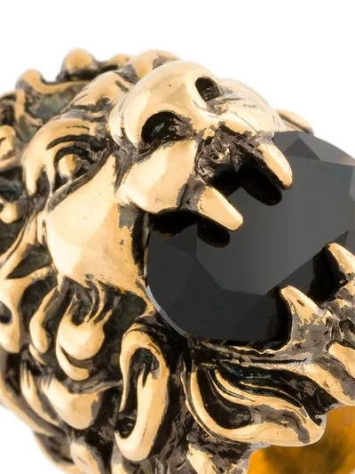 Shop Gucci Lion Crystal Ring In Metallic