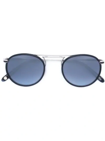 Shop Garrett Leight 'cordova' Sonnenbrille In Navy Leather-silver-indigo Tortoise Laminate/denim Layered Mirror