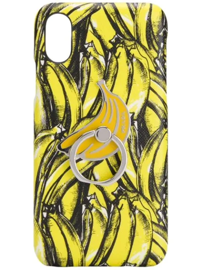 Shop Prada Banana Print Iphone Xs Case In Yellow