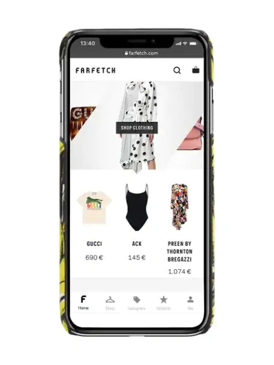 Shop Prada Banana Print Iphone Xs Case In Yellow