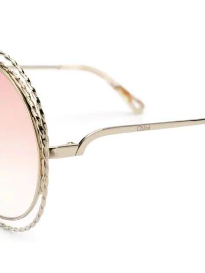 Shop Chloé Oversized Wired Frame Sunglasses In Metallic