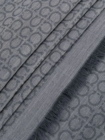 Shop Ferragamo Logo Frayed Scarf In Grey