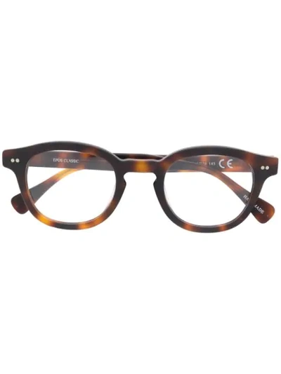 Shop Epos Round Frame Glasses In Brown