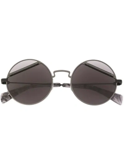 Shop Yohji Yamamoto Panelled Lens Sunglasses In Black