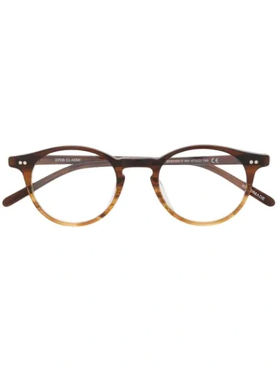 Shop Epos Round Frame Glasses In 棕色