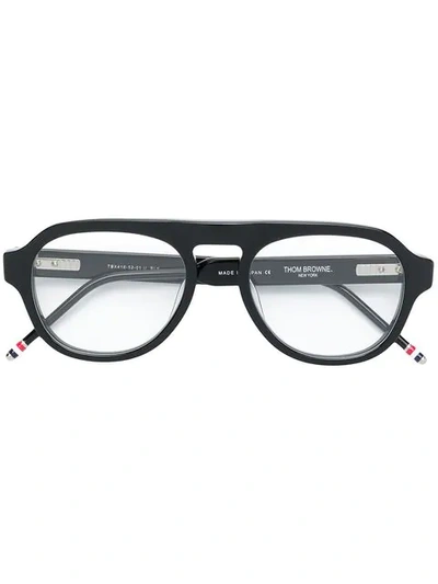 Shop Thom Browne Eyewear Oversized Frame Glasses - Black