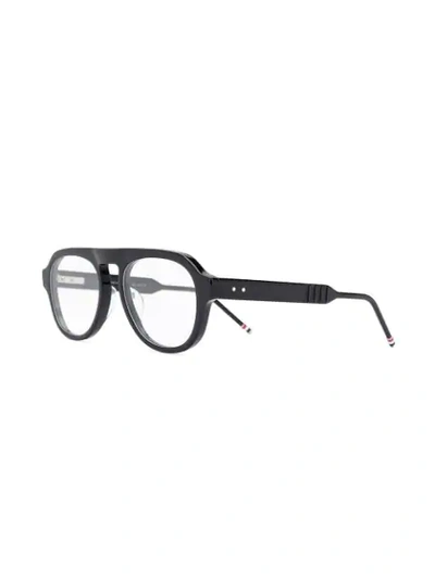 Shop Thom Browne Eyewear Oversized Frame Glasses - Black