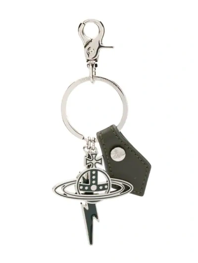 Shop Vivienne Westwood Lightning Bolt Keyring In Green