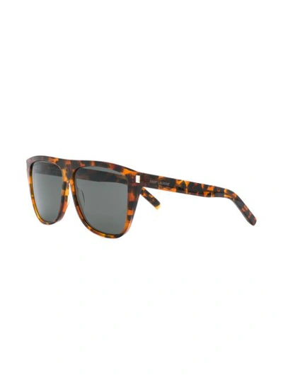 Shop Saint Laurent Sl1 Sunglasses In Brown