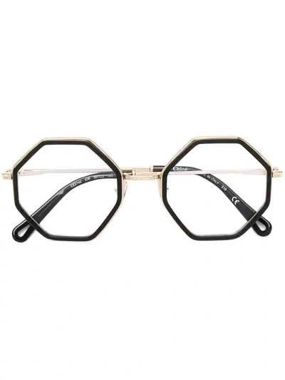 Shop Chloé Rectangular Framed Glasses In Grey