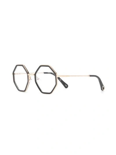 Shop Chloé Rectangular Framed Glasses In Grey